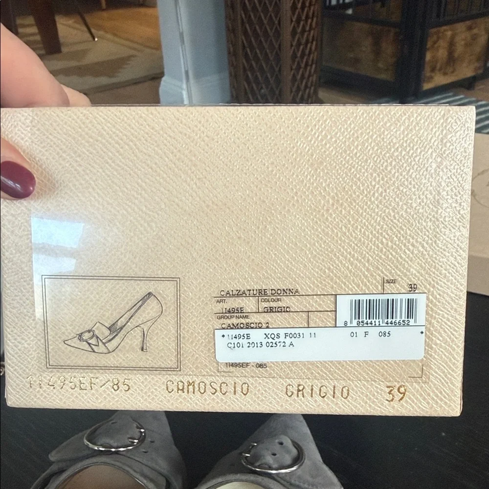 Prada Gray Suede Pointed-Toe Pumps - Calzature Donna - Picture 4 of 8